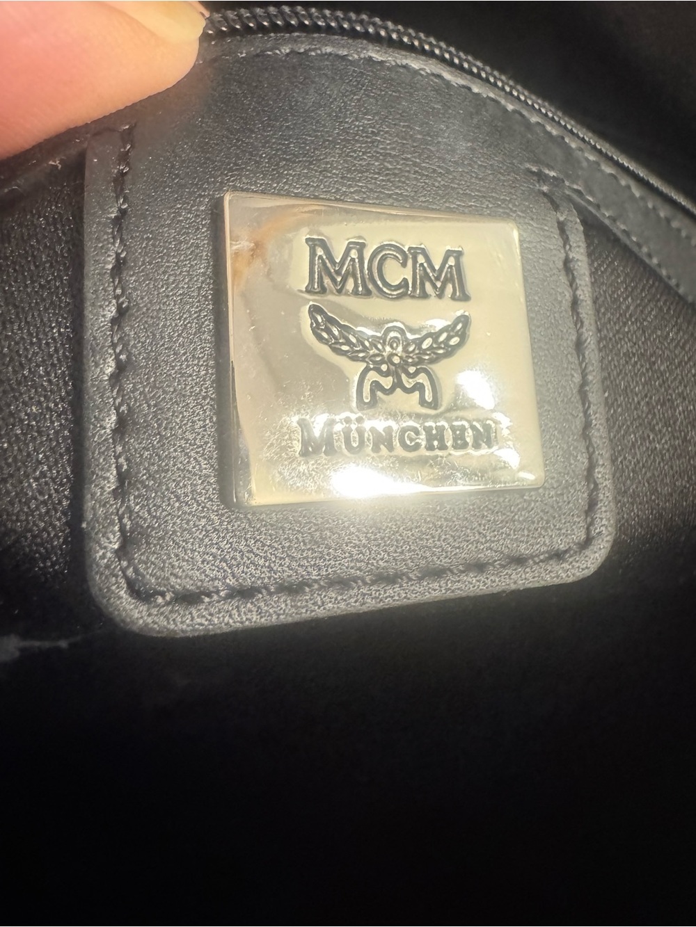 MCM Black Leather Satchel with original cards and MCM keychain EUC - Picture 8 of 12
